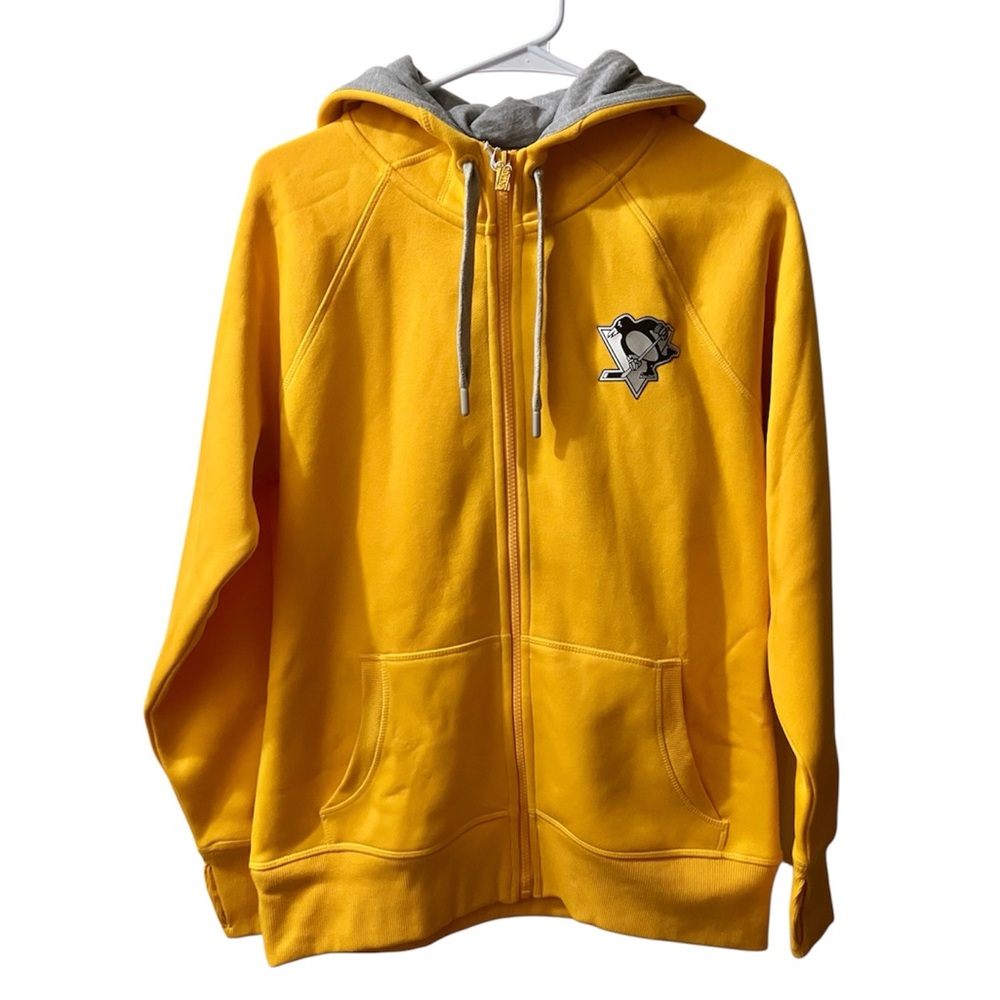 NWT Pittsburgh Penguins Antigua Victory Hoodie, Zip-Up Sweatshirt Gold Medium
